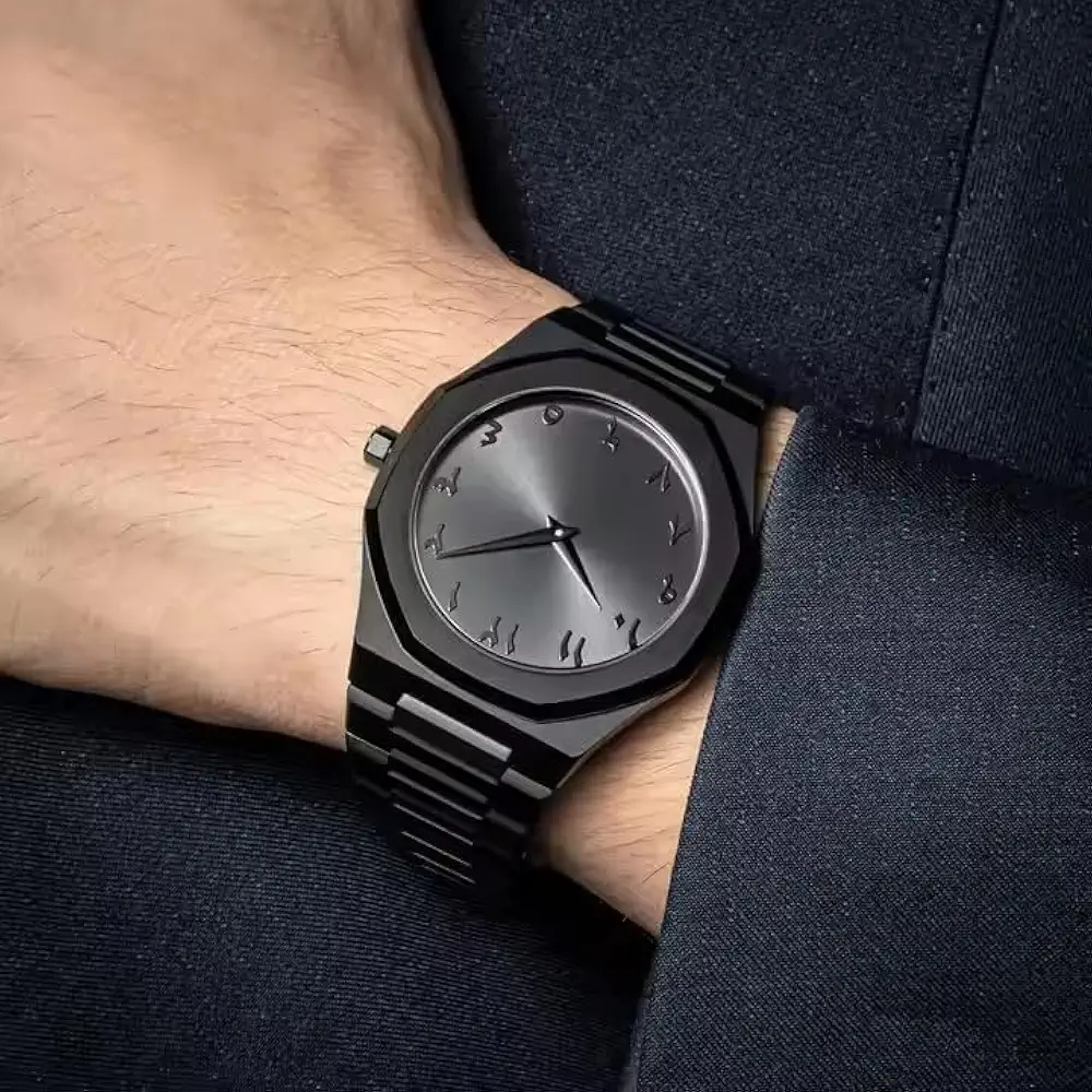 Morden Arab black analog watch for men