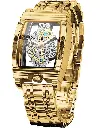 Royalmore Skeleton Watch Retro Gorgeous Gear Carving gold Design  for men