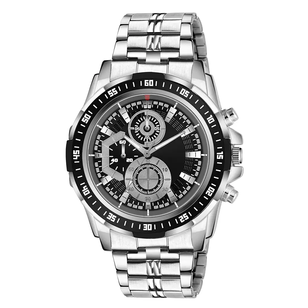 Mens stainless steel analog watch for men