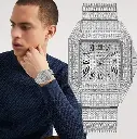 Square dimands design watch for men