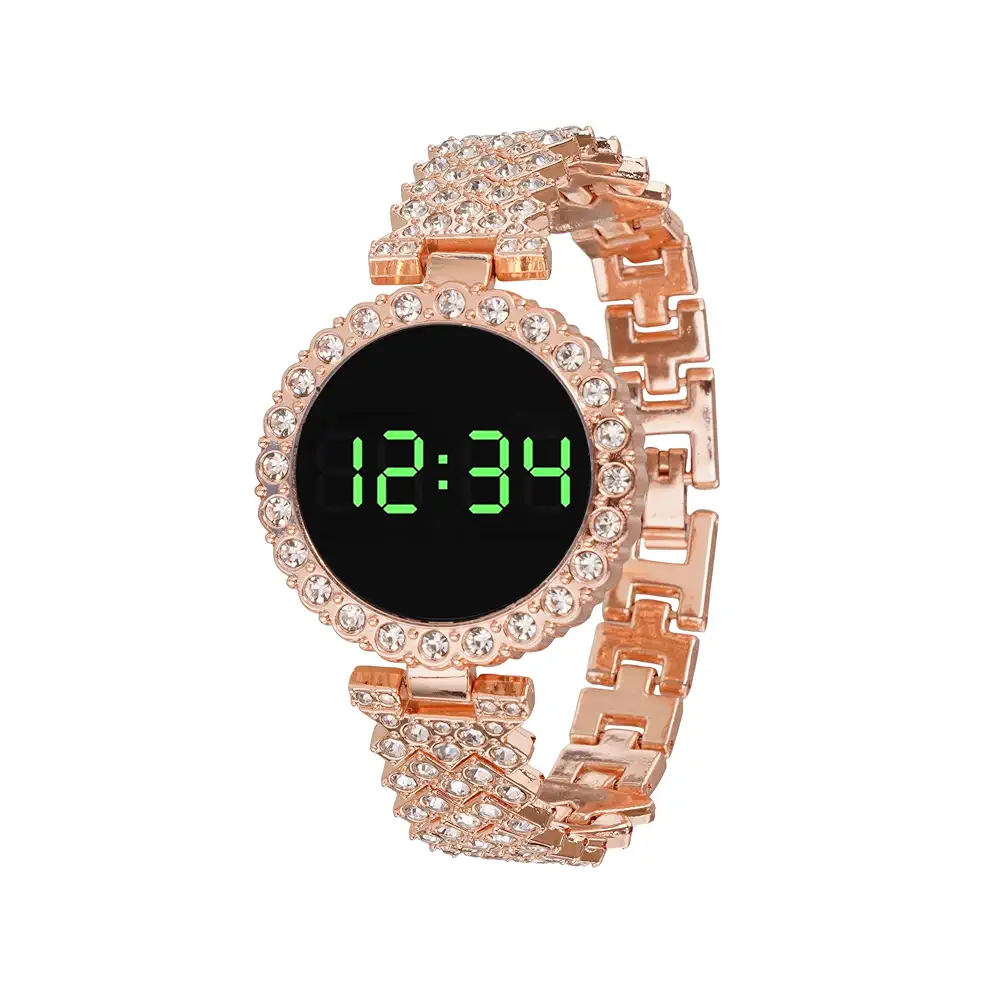 Round Dail rose gold diamonds watch for women