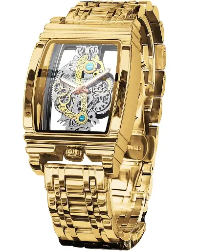 Royalmore Skeleton Watch Retro Gorgeous Gear Carving gold Design  for men