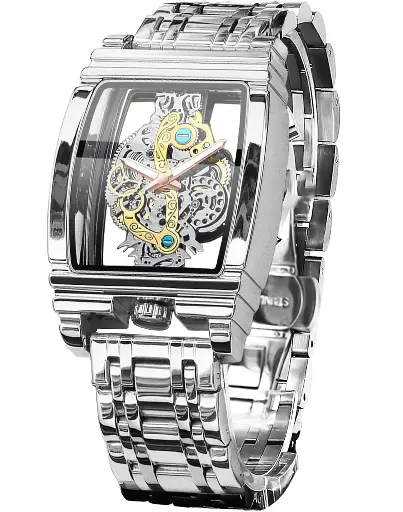 Royalmore Skeleton Watch Retro Gorgeous Gear Carving silver Design for men