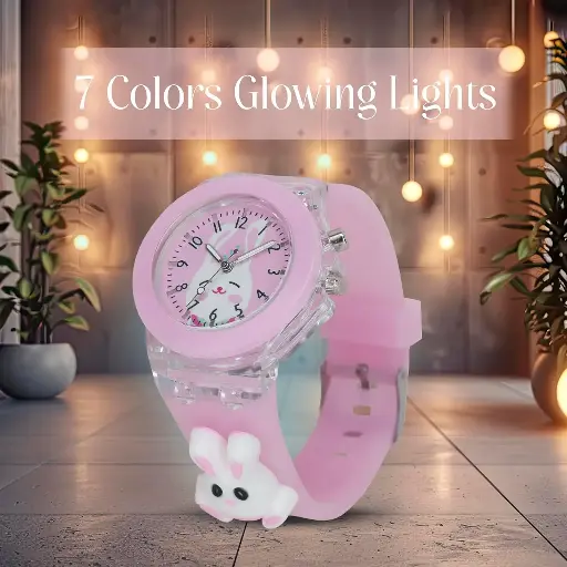 Rabbit 3d disign cartoon analog watch for kids