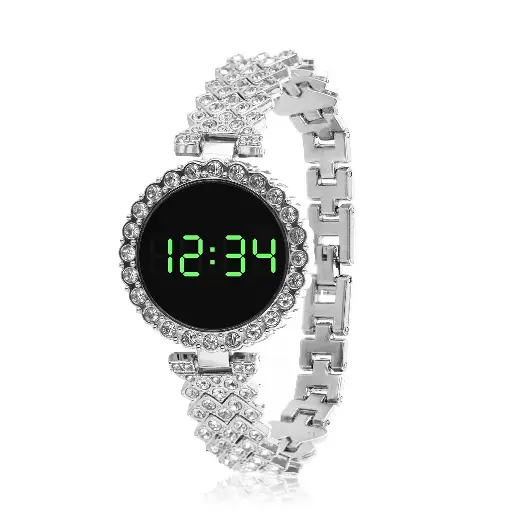 Round Dail silver diamonds