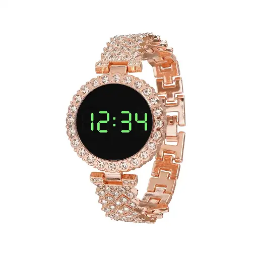 Round Dail rose gold diamonds watch for women